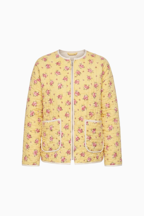 Charming Quilted Floral Liner Jacket