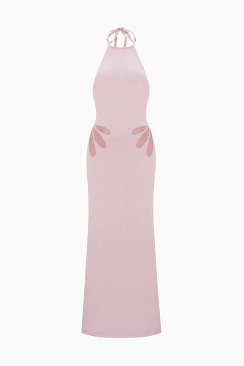 Blush Halterneck Flowing Maxi Dress