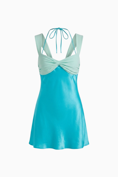 Two-Tone Ruched Bust Mini Dress