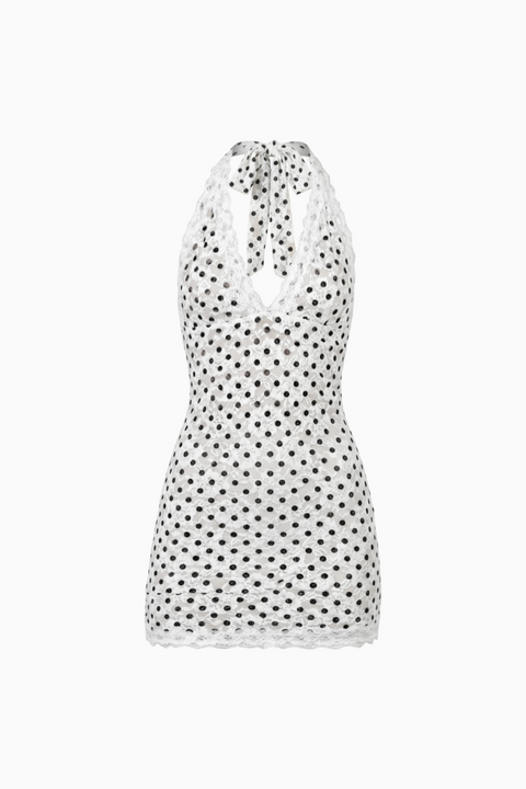 Polka Dot Halter Mini Dress