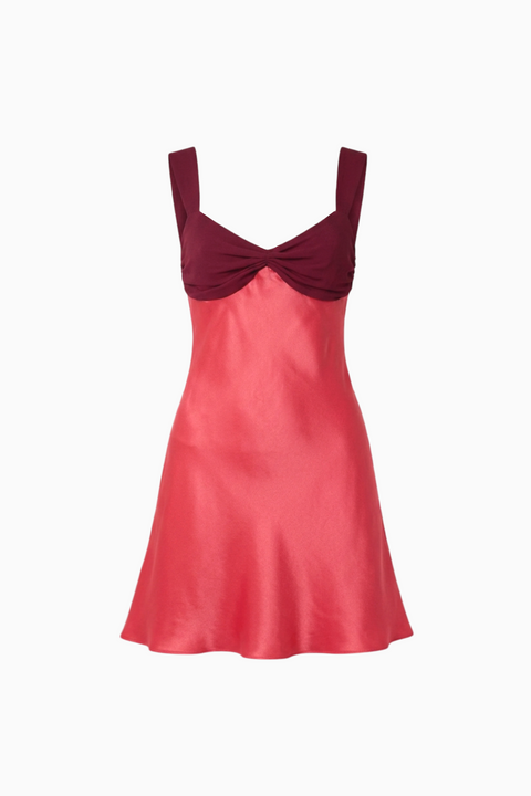 Two-Tone Ruched Bust Mini Dress