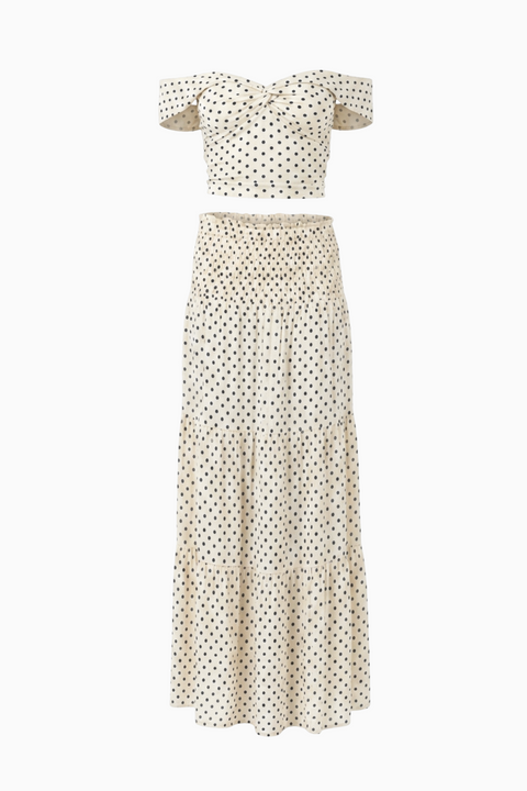 Off-Shoulder Polka Dot Set