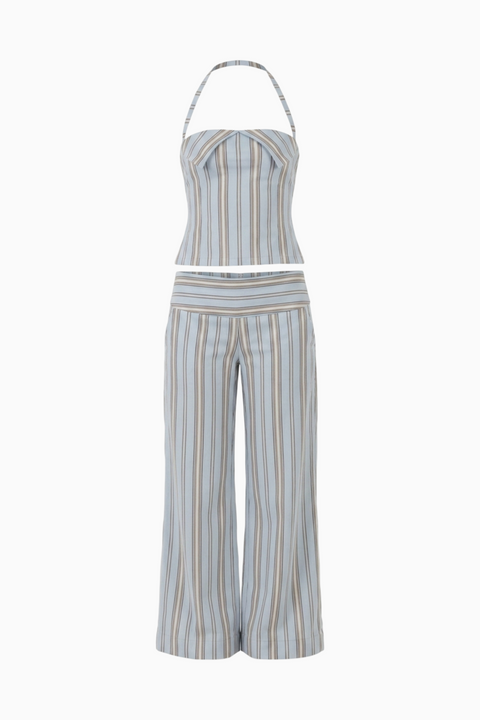 Blue Wide-Leg Stripe Set