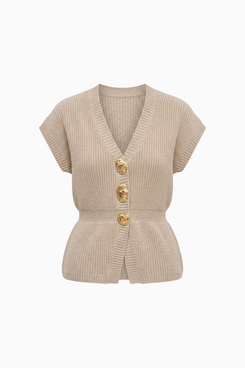 Ribbed Knit Sleeveless Peplum Top