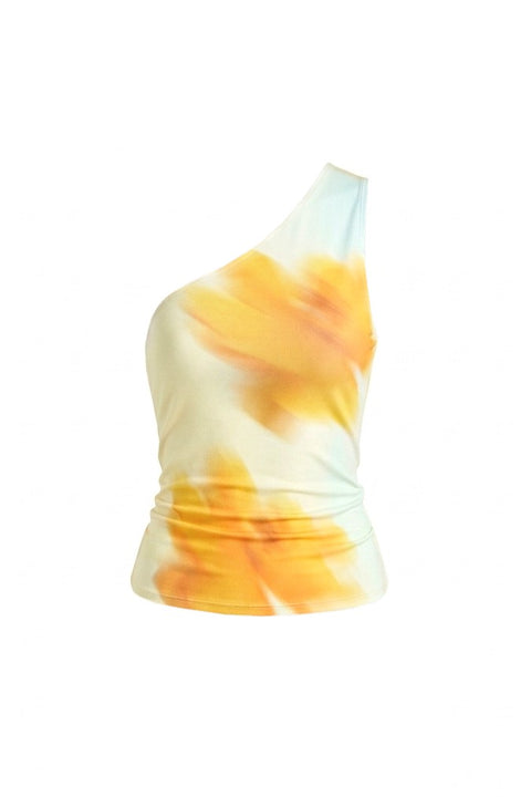 Orange Abstract Watercolor Top