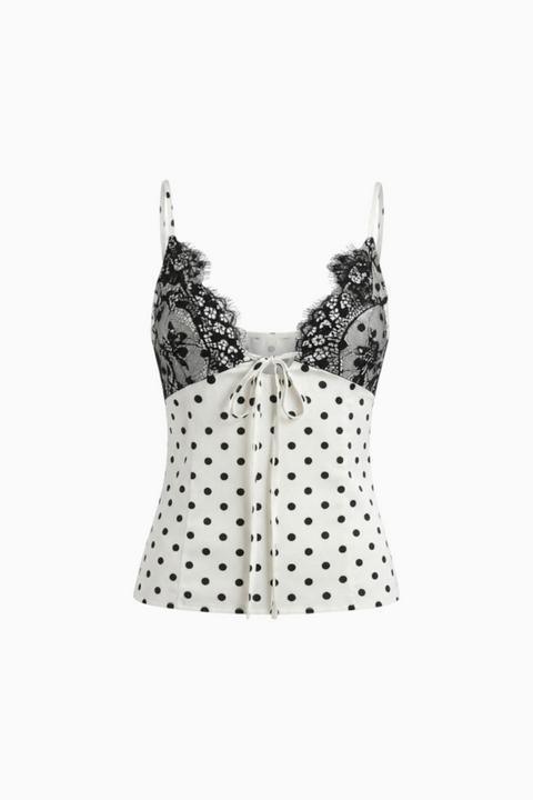 White Polka Dot Ruched Crop Top