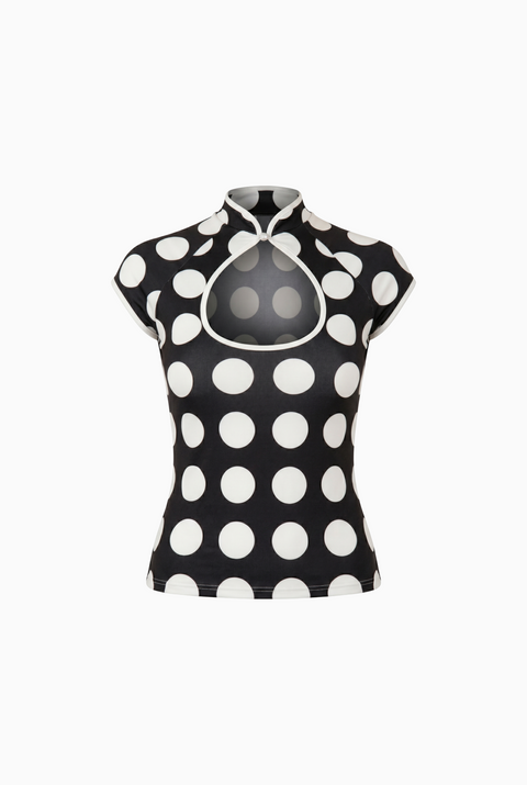 Polka Dot Keyhole Halter Top
