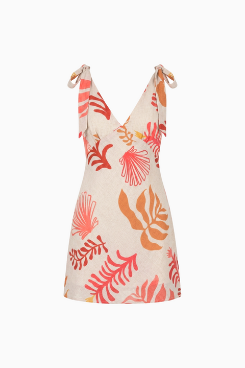 Red Tropical Coral Mini Dress