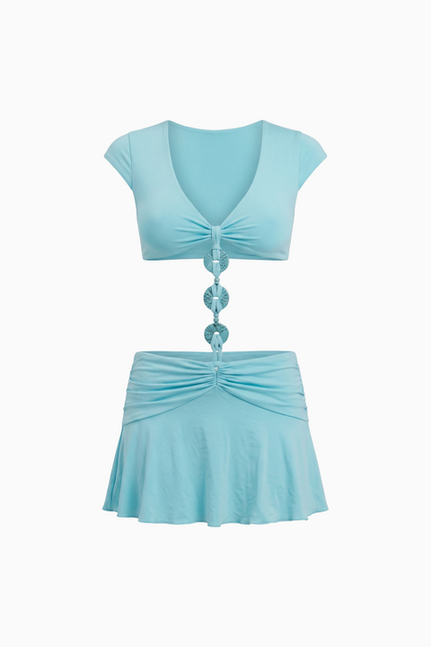 Aqua Plunge V-Neck Beach Cover-Up Dress