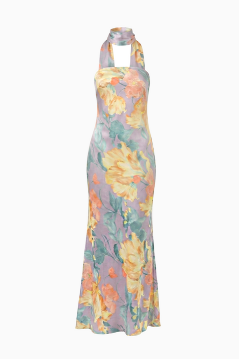 Lavender Large Floral Maxi Dress