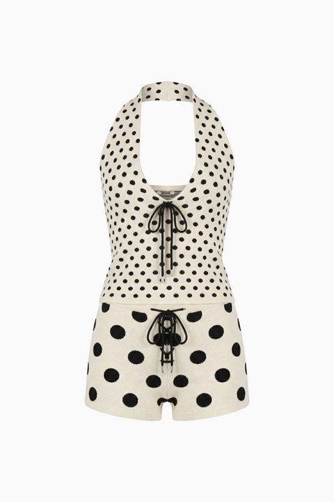 Black & White Polka Dot Knit Set
