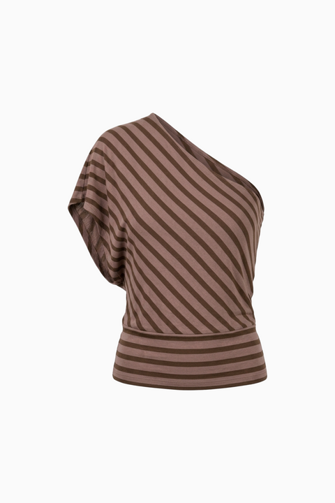 One-Shoulder Striped Asymmetrical Top