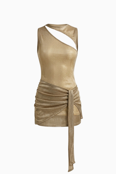 Metallic Gold Cutout Mini Dress