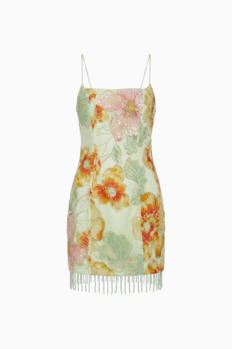 Green Allover Floral Mini Dress