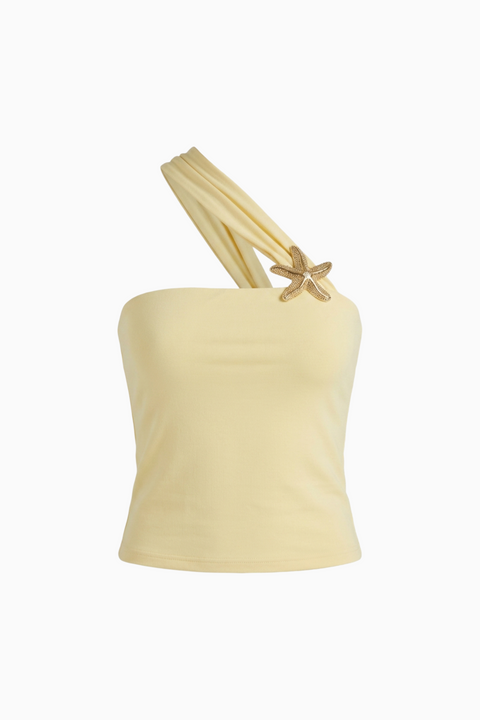 Pale Yellow One-Shoulder Top