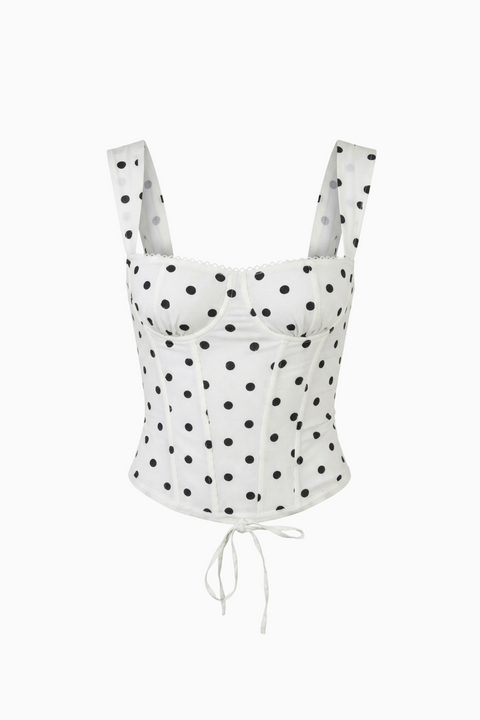 Blue & White Lace-Up Bustier Top