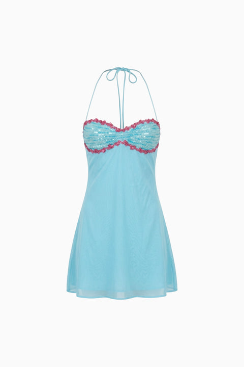 Sky Blue Slip Mini Dress