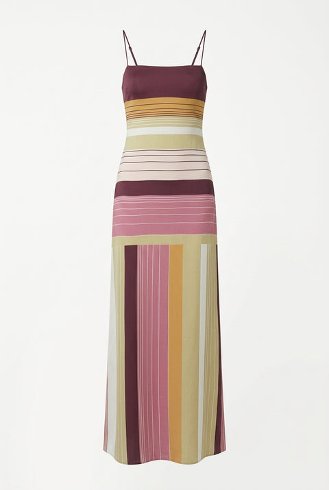 Multi-Tone Earthy Striped Maxi Dress
