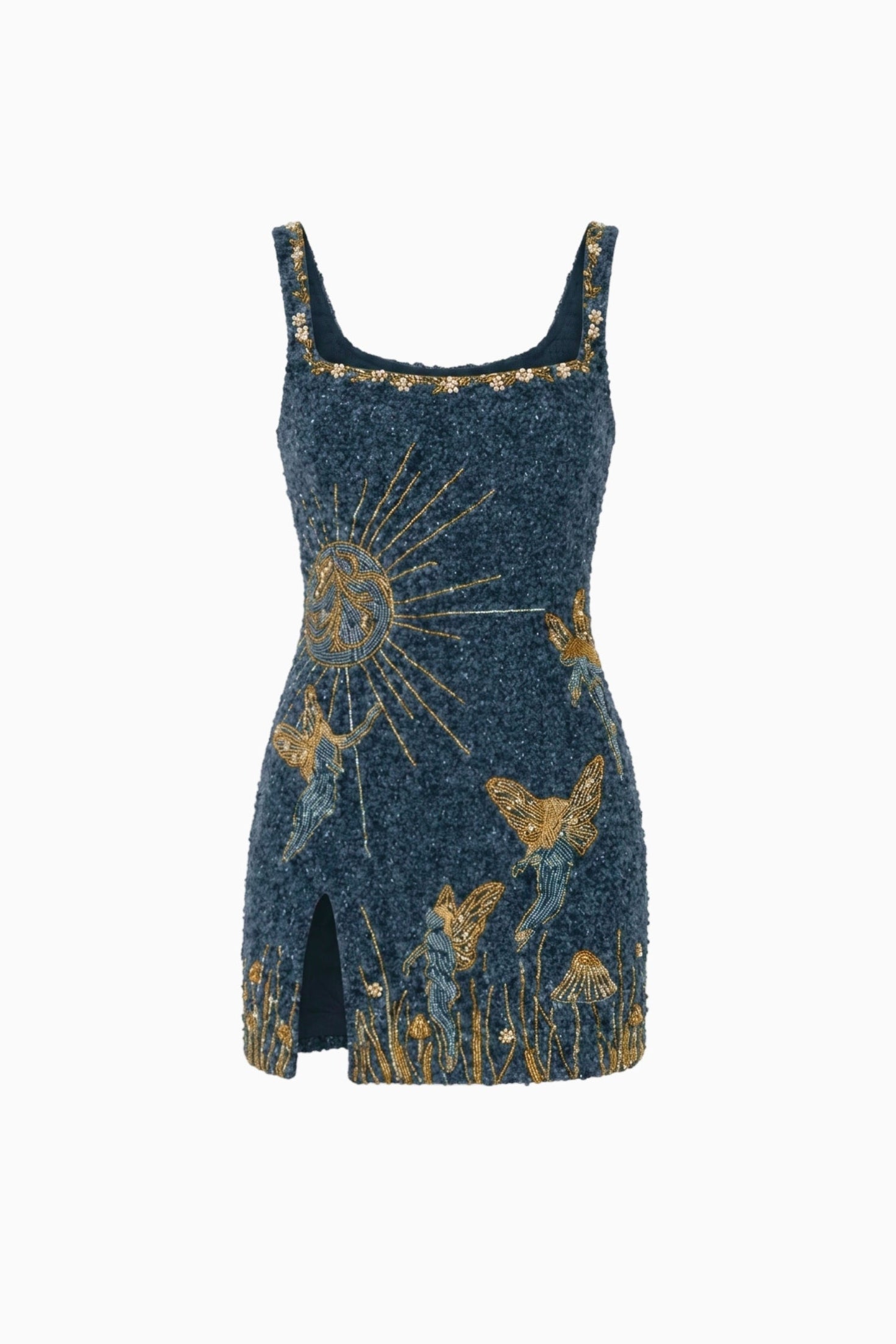 Navy Celestial Beaded Mini Dress – Sklyr