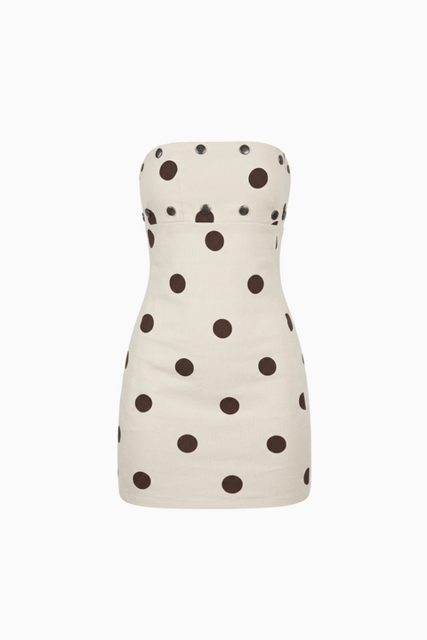 White Polka Dot Bustier Mini