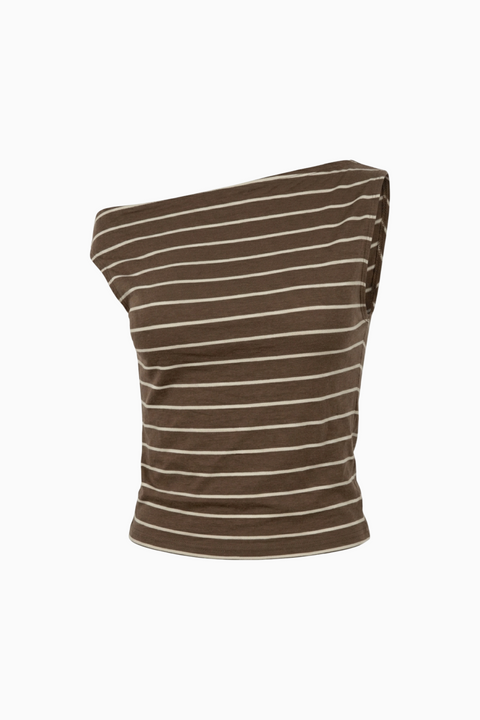 Striped Asymmetrical Off-the-Shoulder Top
