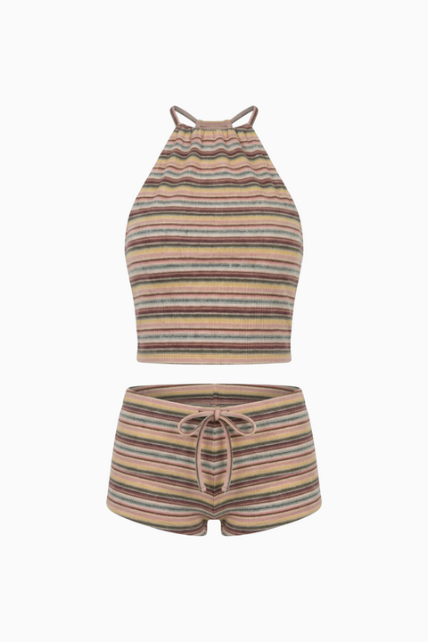 Multicolor Stripe Halter & Mini Set