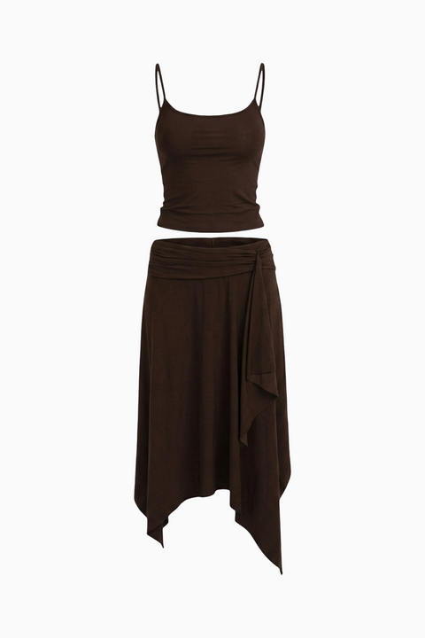 Chocolate Brown Asymmetrical Midi Set