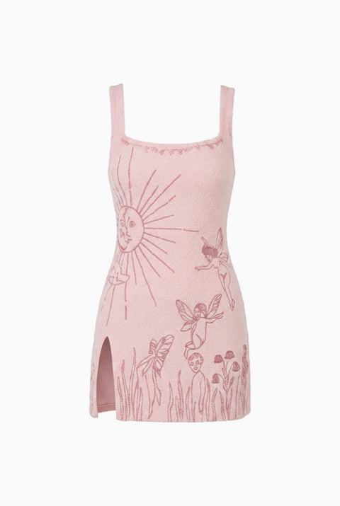 Blush Pink Graphic Print Mini Dress