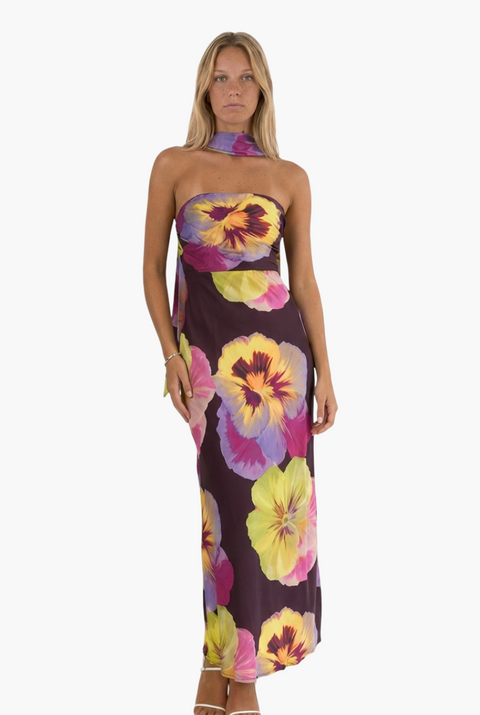 Violet Floral Chiffon Midi