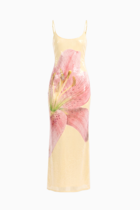 Blush Watercolor Floral Maxi Dress