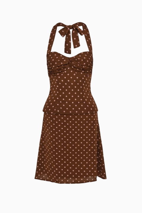Brown Polka Dot Midi Set