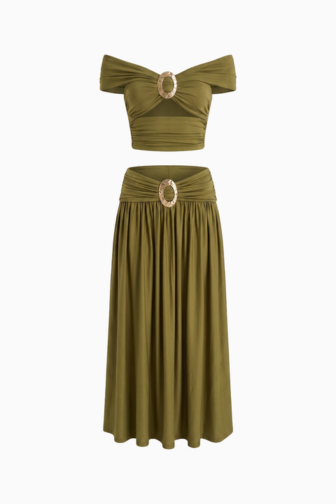 Olive Two-Piece Cutout Maxi Set