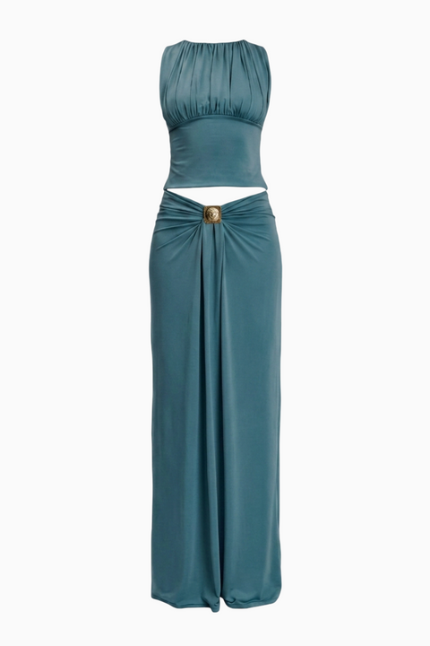 Teal Halterneck Maxi Set