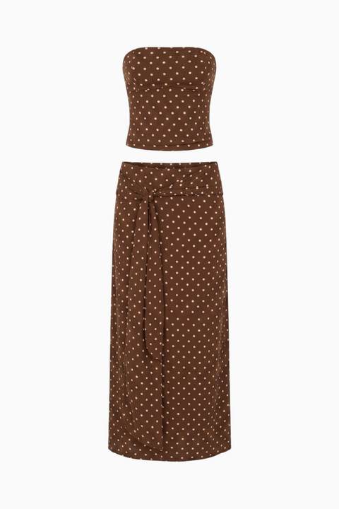 Brown Polka Dot Maxi Set