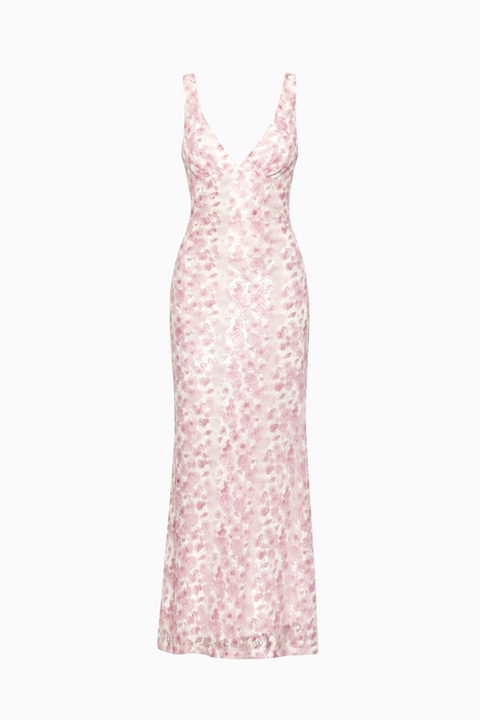 Blush Lace Overlay Maxi Dress
