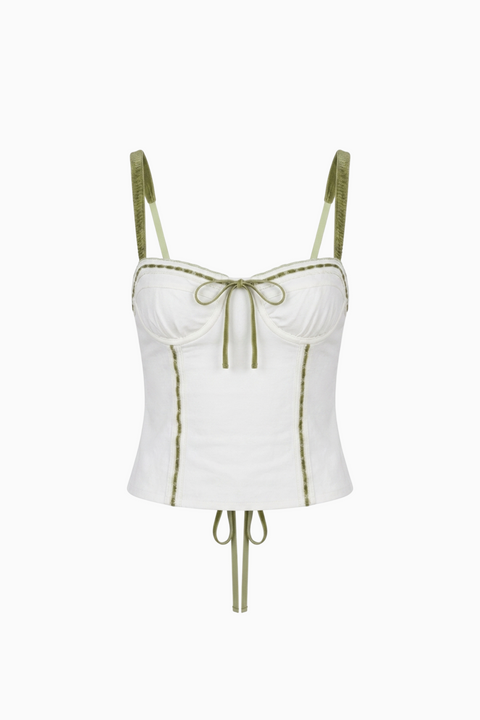 Olive Green Lace-Up Corset Top