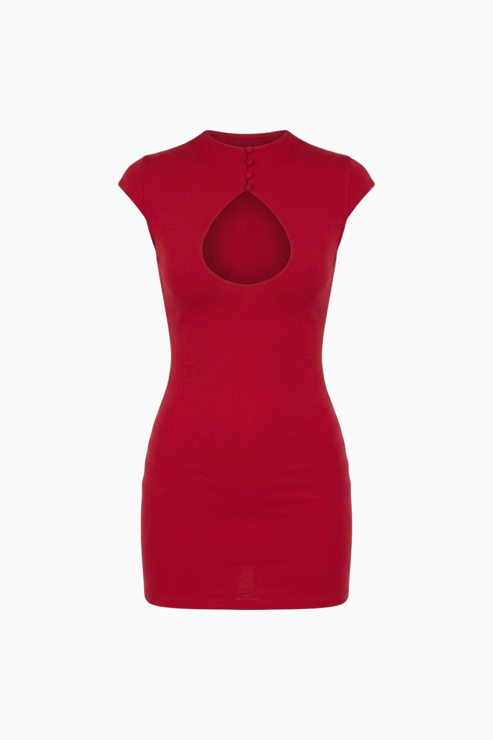 Cutout Neckline Cap Sleeve Mini Dress