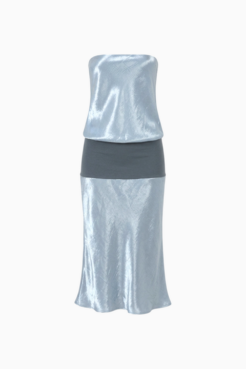 Ice Blue Satin Slip Maxi Dress FALTA RECORTAR LA ESPALDA