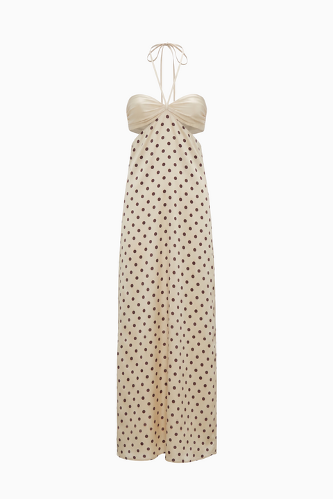 White Dot-Print Wrap Maxi