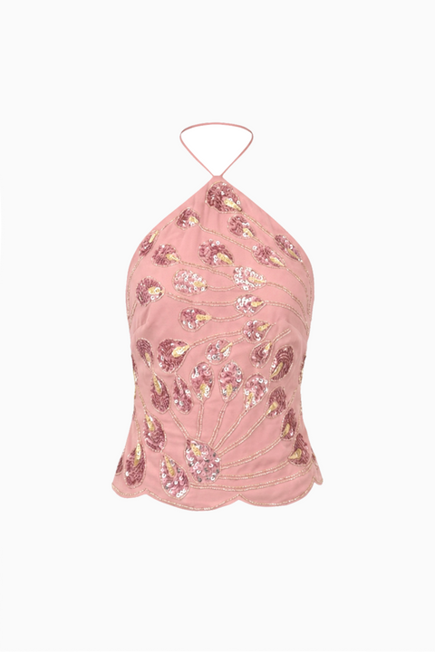 Pink Floral Print Crop Top