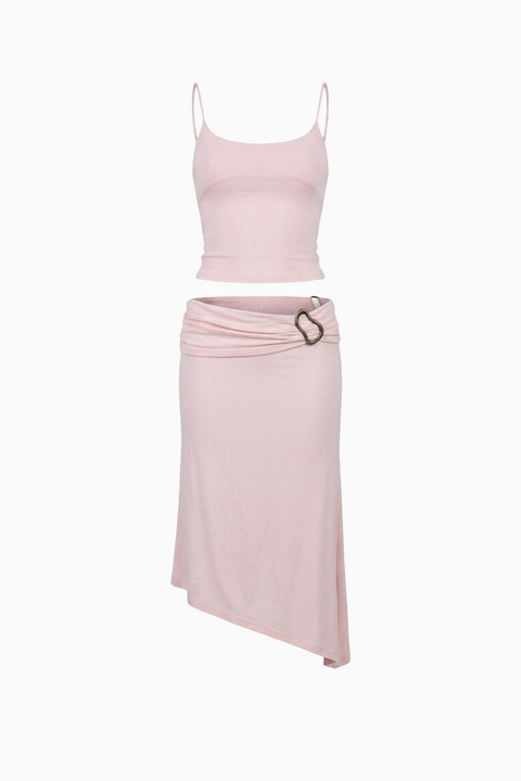 Sleek Pastel Pink Bodycon Set