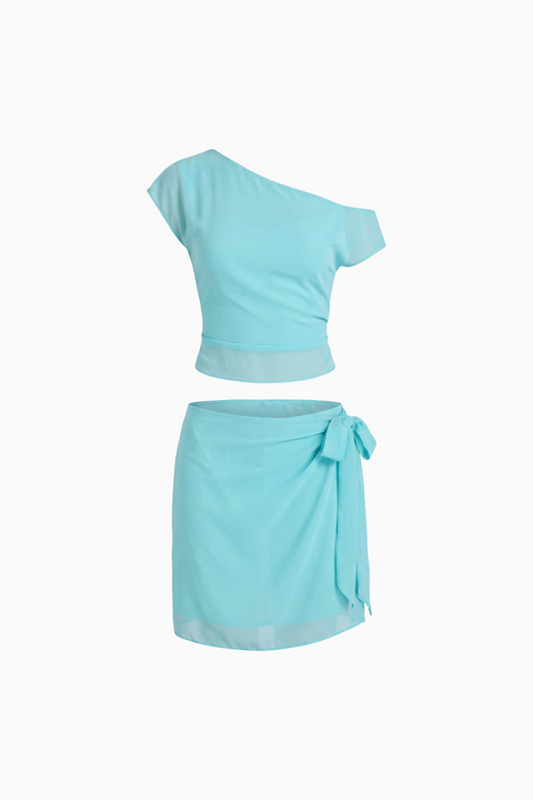 Asymmetrical Top and Sarong Skirt Set