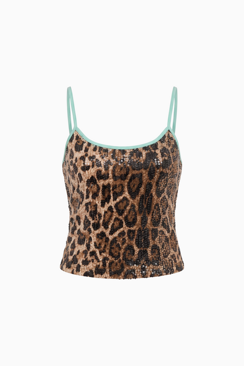 Sequin Leopard Print Top
