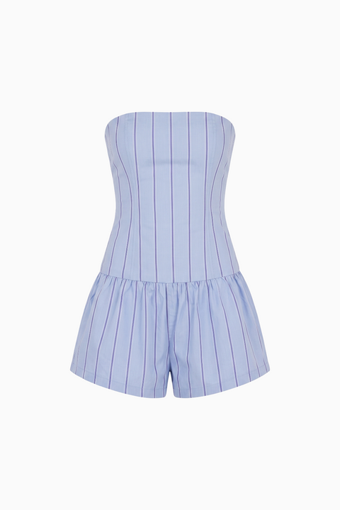Striped Strapless Corset and Shorts Set
