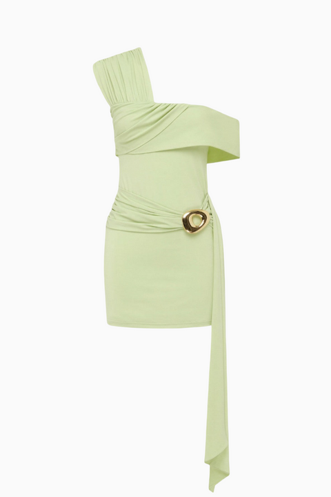 Lime Green One-Shoulder Mini Dress