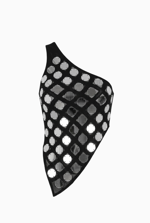 Black & White Polka Dot One-Shoulder Top