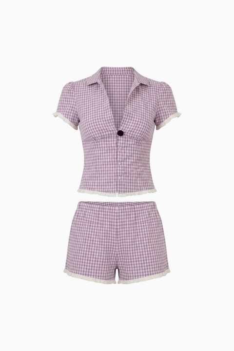 Lavender Ruched Top & Shorts Set