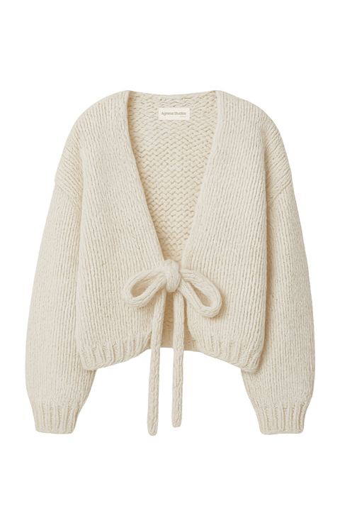 Cream Tie Sweater | | S | Agnese Studios