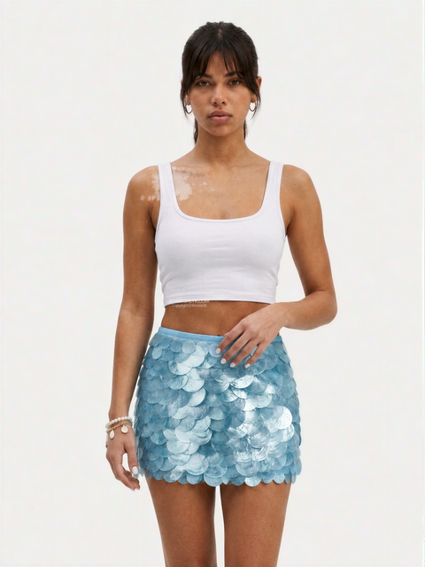 Mermaid Scale Shimmer Mini Skirt