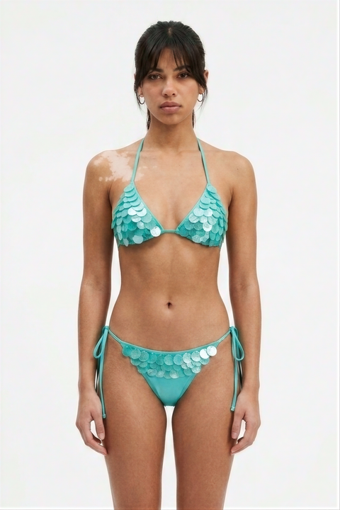 Mermaid Scale Triangle 3-File Bikini